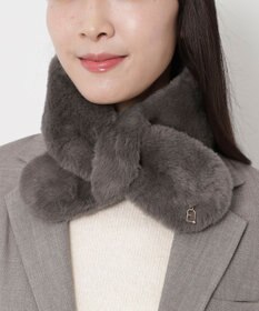 MOONBAT FURLA（フルラ）プチリボンマフラー  アーチロゴ フェイクファー