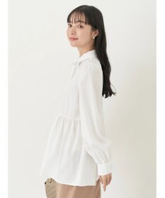 earth music&ecology リボン付き切り替えギャザーシャツチュニック