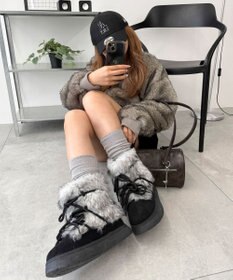 WEGO ボリュームファーレースアップFムートンブーツ