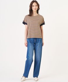 J.PRESS LADIES S 【一枚で着映え】バイカラーボーダー クルーネック カットソー