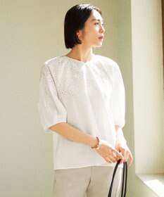 自由区 L 【カタログ掲載・洗える】エンブロイダリーローン ブラウス