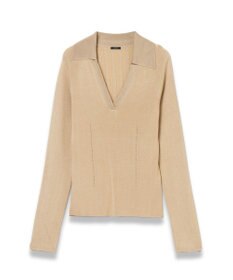 JOSEPH 【洗える】サティニーリブ　ロングスリーブポロニット