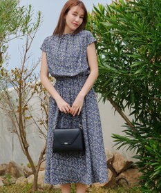 Tiaclasse 【洗える】花柄フレンチスリーブワンピース