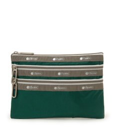 LeSportsac CLASSIC 3 ZIP POUCH/ラッシュメドウ/バーガンディC
