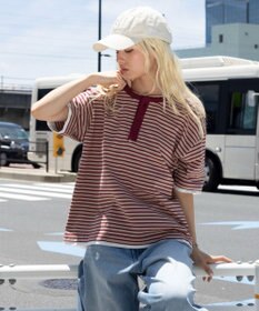 WEGO 【ユニセックス着用ITEM】ボーダーヘンリーネックT（SS）