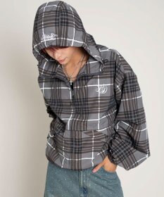 WEGO 【ユニセックス着用ITEM/MLサイズ展開】チェックロゴフードブルゾン