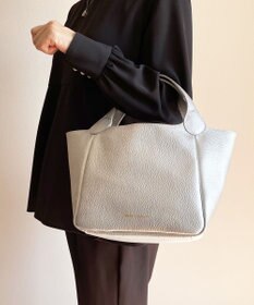 Hekhèr Le Style de Vie 新素材・新色【日本製/セレモニーにも】シュリンクレザー ハンドバッグ small シルバー