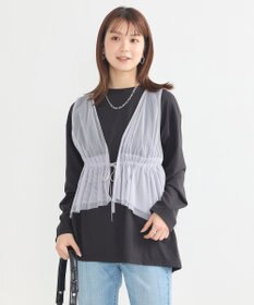 earth music&ecology チュールドロストギャザーベスト