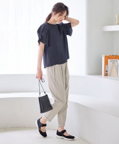 ANY マットサテン袖タックブラウス