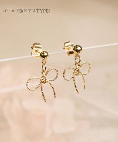 Tiaclasse 【安田美沙子さん着用/金属アレルギー対応/選べる2TYPE】チェーンリボン イヤリング・ピアス