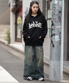 WEGO 【ユニセックス着用ITEM/SMLサイズ展開】グラフィックロゴプルパーカー