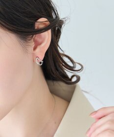 Phoebe 〈アレルギー対応〉シャイニーダブルフープセラミックピアス　シルバー