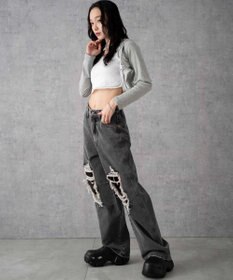 WEGO ヴィンテージウォッシュダメージデニムパンツ