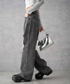 WEGO ヴィンテージウォッシュダメージデニムパンツ