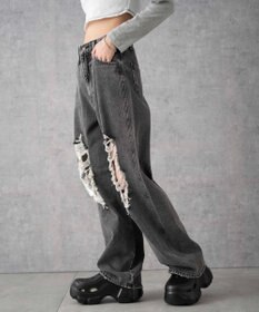 WEGO ヴィンテージウォッシュダメージデニムパンツ