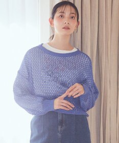 earth music&ecology スパンコールメッシュニットプルオーバー