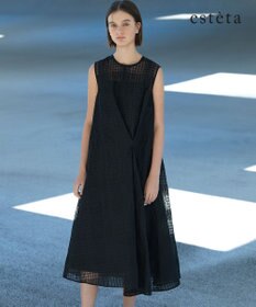 23区 【エステータ】シャドーチェック アシンメトリー ワンピース