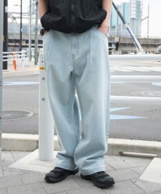 WEGO 【ユニセックス着用ITEM/SMLサイズ展開】ルーズテーパードデニムパンツ