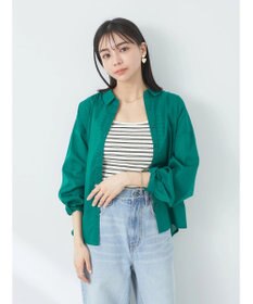 earth music&ecology コットンボイルギャザーシャツ