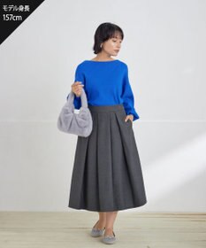 Tiaclasse 【新色追加・洗える】ウール調タックフレアスカート