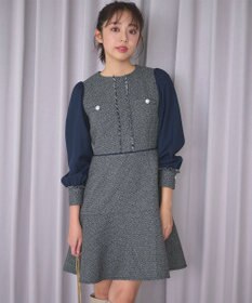Feroux 【洗える】ツイードコンビミディ ワンピース