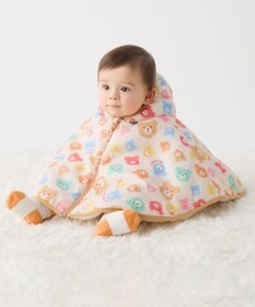 MIKI HOUSE HOT BISCUITS カラフルビーンズ 裏ボアフリース リバーシブル総柄マント