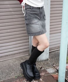 WEGO ヴィンテージウォッシュカーゴミニスカート