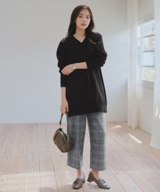 Tiaclasse 【安田美沙子さん着用・洗える】起毛チェック柄ワイドパンツ