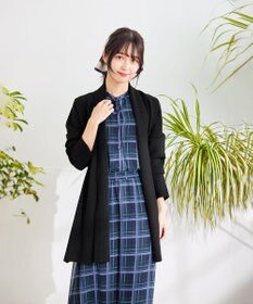 Tiaclasse L 【新色追加・洗える】チェック柄フレア袖シアーワンピース