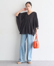 earth music&ecology 【WEB・一部店舗限定】【綿100％】レース＆ピンタックポンチョ