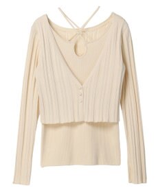 earth music&ecology ＳＥＴ２点ショートカーディガン＋レイヤードタンク