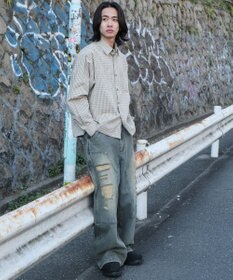 WEGO ミニマムチェックショートシャツ（LS）