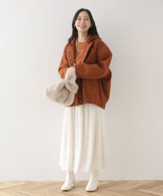 Green Parks ニットフード付きウーリーブルゾン