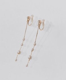 Phoebe 【金属アレルギー対応】【痛くないシリーズ】ドリッピングパールライトフィットイヤリング　シャンパンゴールド