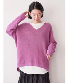 AMERICAN HOLIC Ｖネック片畦ニットプルオーバー