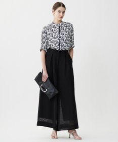 ICB L 【人気のため新色追加・接触冷感・UVケア・速乾・洗える】BackSatinAmunzen 5分袖バンドカラーブラウス