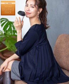 Tiaclasse 【洗える・スマート裏起毛】バックプリーツチュニックブラウス