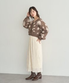 earth music&ecology SET2点フラワージャガードカーデ+ビスチェ