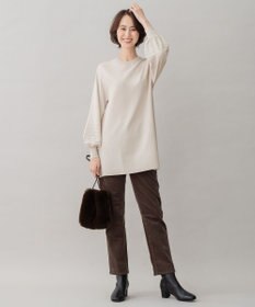 自由区 【洗える】レーヨンポリエステルスムース チュニック丈ニット