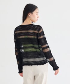 earth music&ecology シアーボーダーニットカーディガン