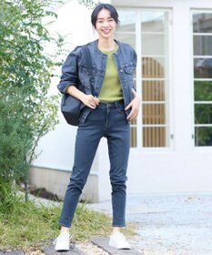 ANY 【洗濯機可能・ストレッチ】ノーカラー デニムジャケット