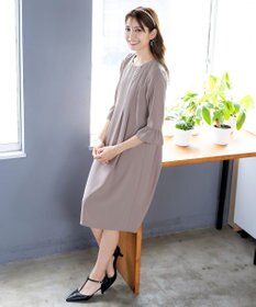 Tiaclasse L 【洗える】飴玉パールフレア袖ワンピース