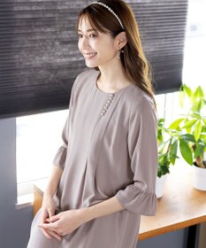 Tiaclasse L 【洗える】飴玉パールフレア袖ワンピース