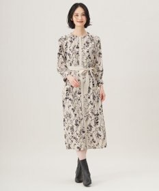 自由区 S 【WEB&一部店舗限定】ハーバルフロープリント8分袖 ワンピース