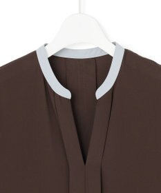 ICB 【新色追加・WEB限定カラーあり】BackSatinAmunzen 5分袖キーネックブラウス