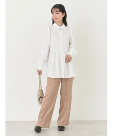 earth music&ecology リボン付き切り替えギャザーシャツチュニック