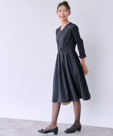 Tiaclasse L リボンウエスト切替ワンピース