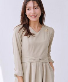 Tiaclasse L リボンウエスト切替ワンピース