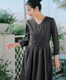 Tiaclasse L リボンウエスト切替ワンピース