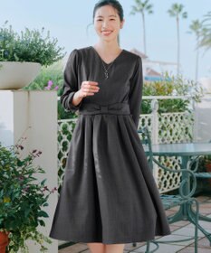 Tiaclasse L リボンウエスト切替ワンピース